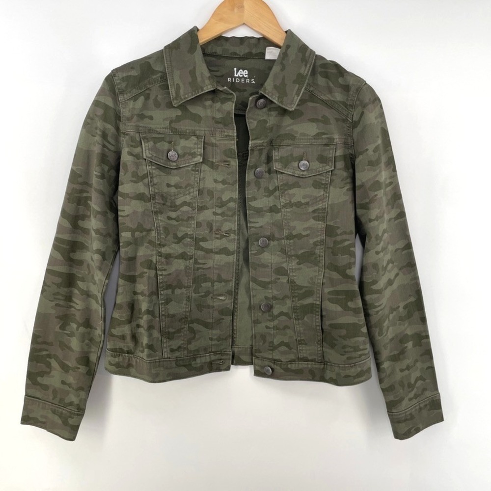 Lee Denim Camo Trucker Jacket Women S Grunge Edgy Streetwear Punk Work Military